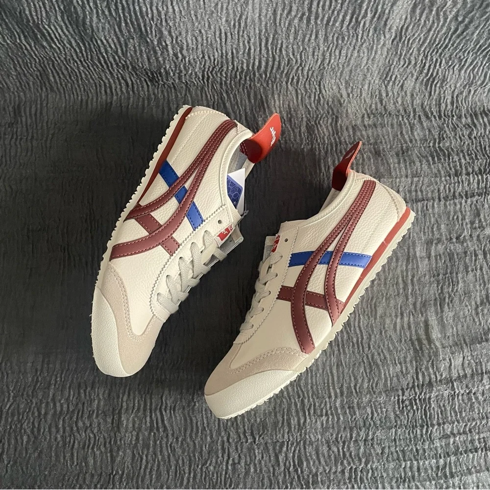 Onitsuka Tiger by Asics Cream Sneakers with Red & Blue Accents - Picture 2 of 7